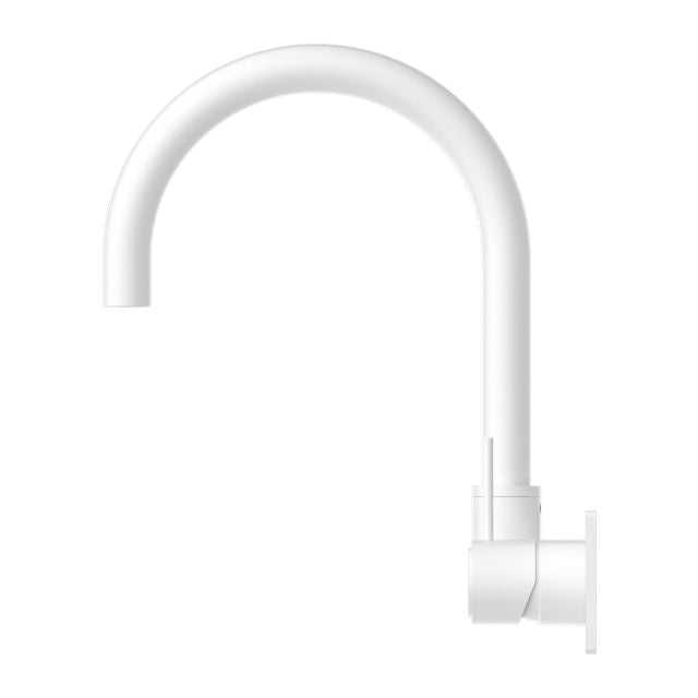 Nero Mecca Wall Basin/Bath Mixer Swivel Spout Handle Up Matte White