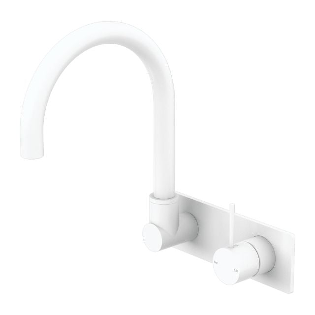 Nero Mecca Wall Basin/Bath Mixer Swivel Spout Handle Up Matte White