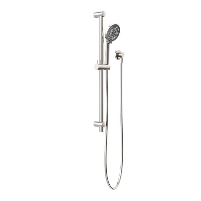 Nero Round Metal Project Shower Rail Brushed Nickel with WELS 4 Star Rated NR319BN - The Blue Space