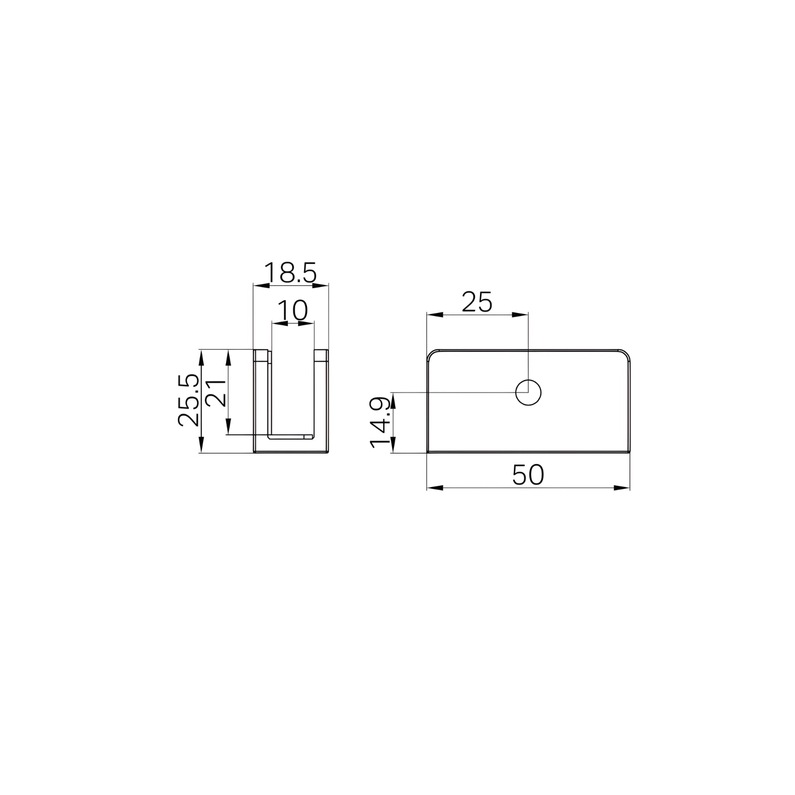 Technical Drawing Nero Shower U-Shaped Bracket 10mm Glass Brushed Bronze NRSH203aBZ - The Blue Space