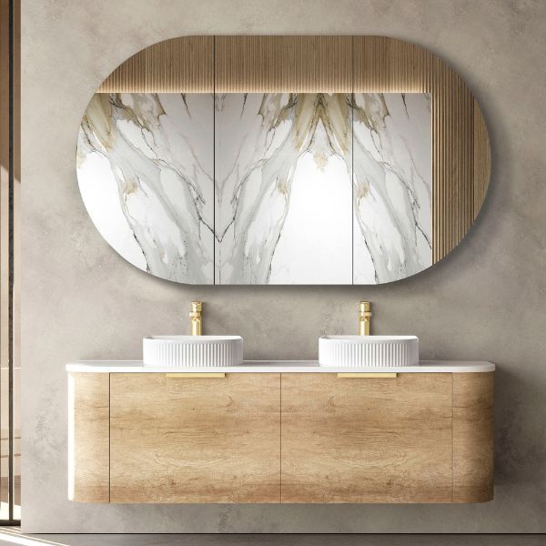 Otti Bondi Wall Hung Curve Vanity - Natural Oak