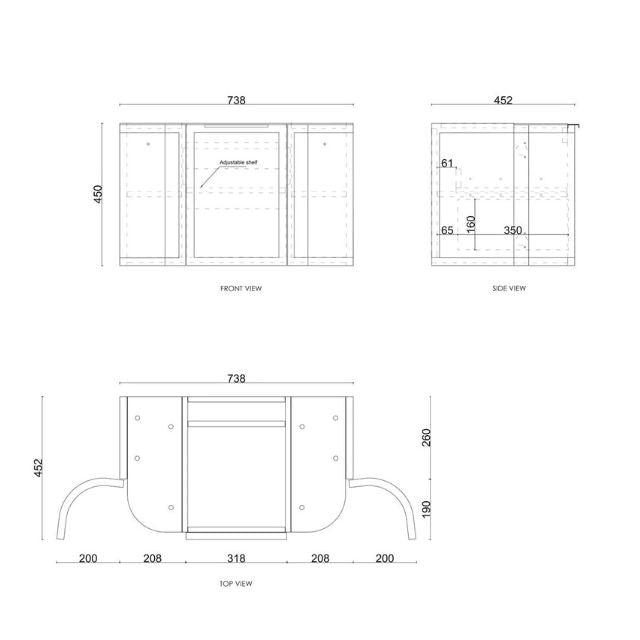 Otti Hampshire Wall Hung Curve Vanity - White