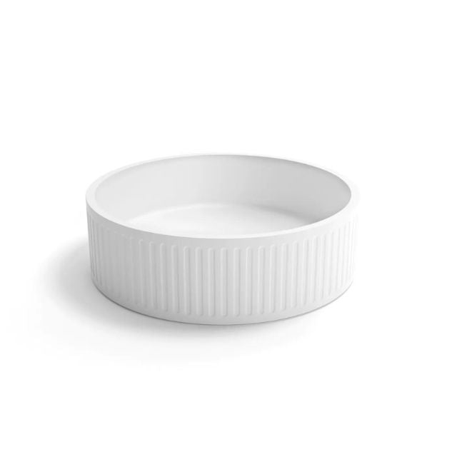 Otti Hudson 400mm Fluted Round Above Counter Basin - White