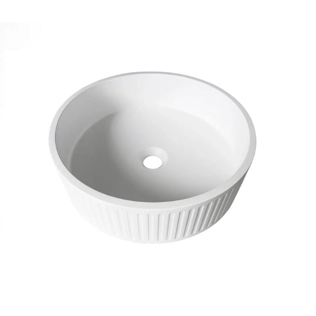 Otti Hudson 400mm Fluted Round Above Counter Basin - White