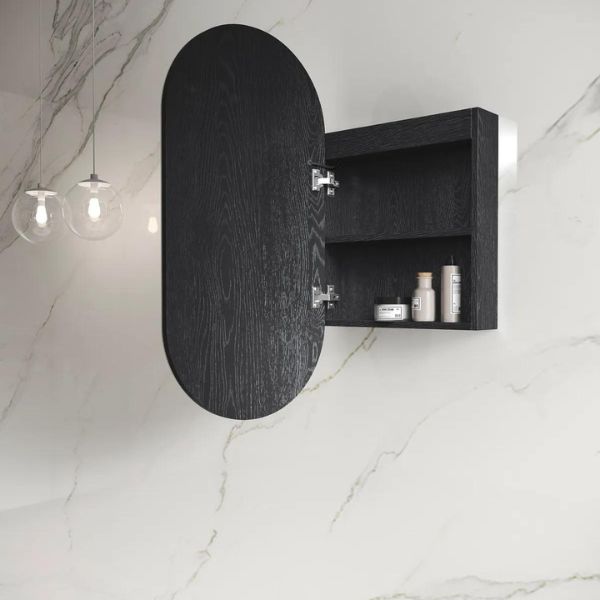 Otti Noosa 900 Oval Shape LED Shaving Cabinet Black Oak