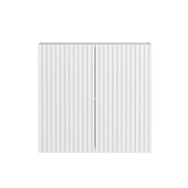 Otti Noosa Fluted White 650mm Mini Laundry Cabinet Set Include Pure White Stone Top - The Blue Space
