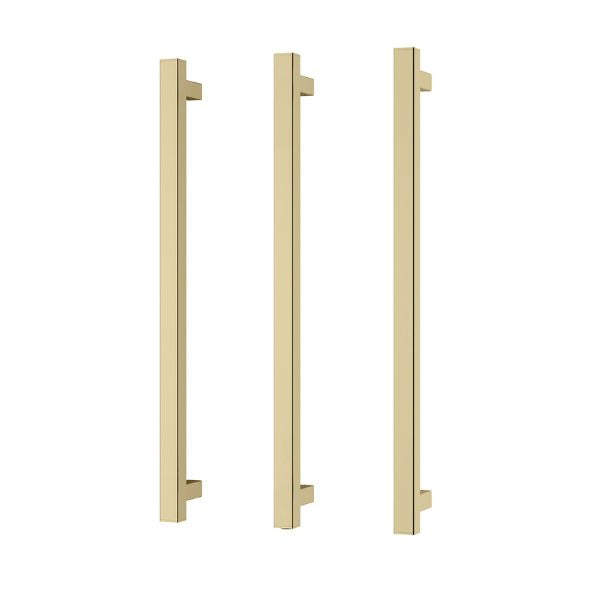 Phoenix Heated Triple Towel Rail Square 600mm - Brushed Gold - 651-8762-12