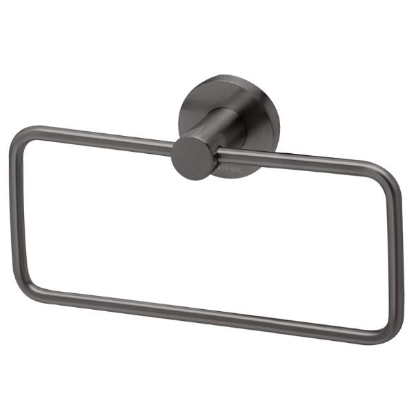 Phoenix Radii Hand Towel Holder Round Plate - Brushed Carbon - RA893-31