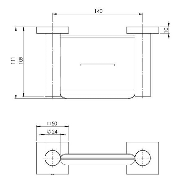 Technical Drawing Phoenix Radii Soap Dish Square Plate - Brushed Carbon - RS895-31