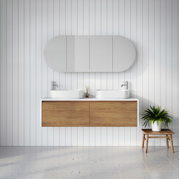 Timberline Ainsworth Wall Hung Vanity with SilkSurface Waterfall Top and Above Counter Basin
