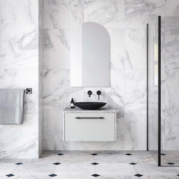 Timberline Ainsworth Wall Hung Vanity with SilkSurface Waterfall Top and Above Counter Basin