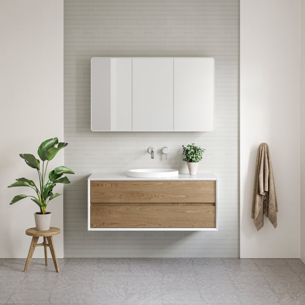 Timberline Embrace Wall Hung Vanity with SilkSurface Wraparound Top and Above Counter Basin