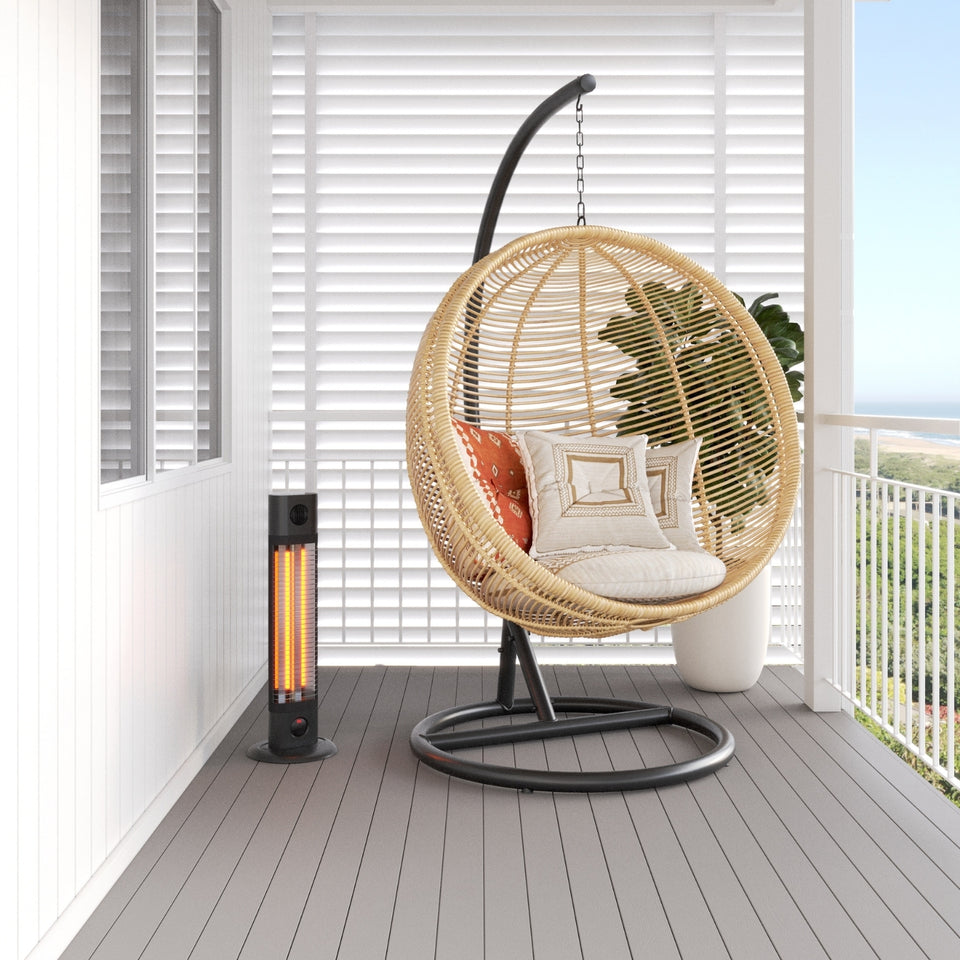 Thermogroup Cedar 1800W Free Standing Outdoor Heater with Remote 840x300x300mm - Black