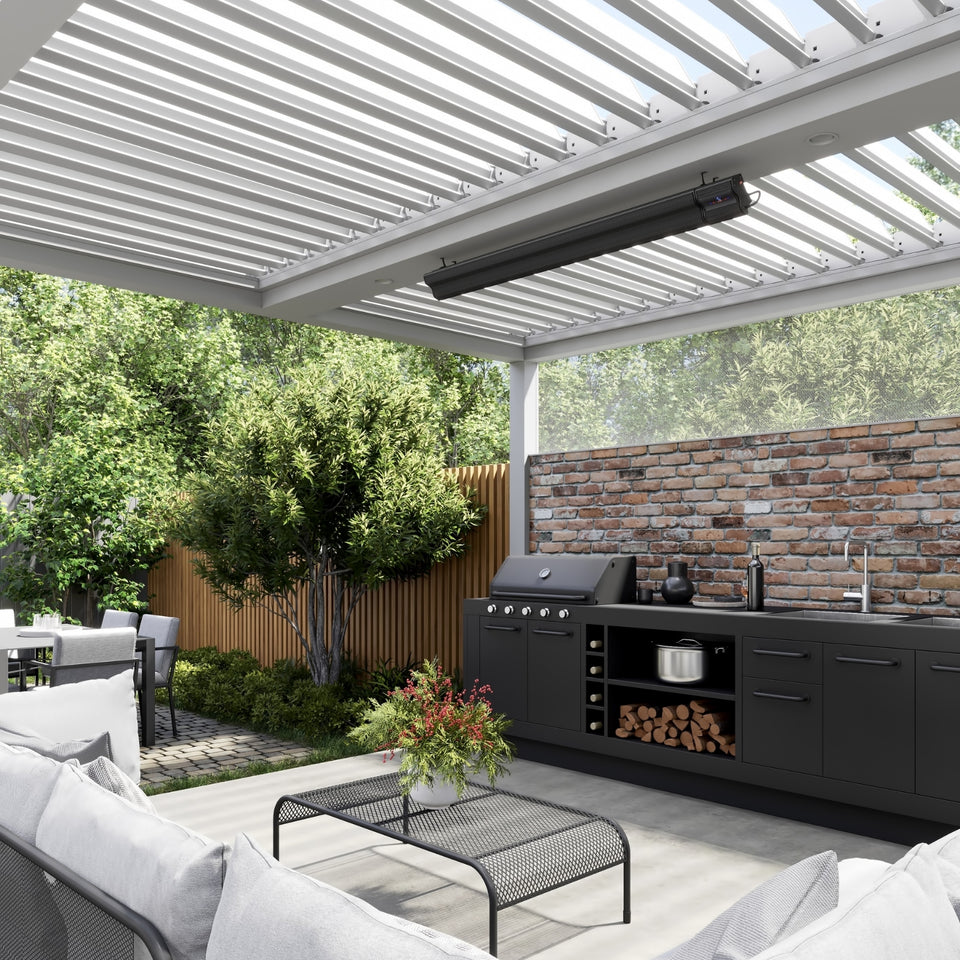 Thermogroup Lotus 2400W Wall Mounted Outdoor Heater with Remote & Wi-Fi 1540x150x215mm - Black