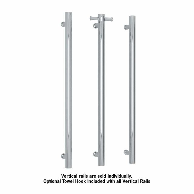 Multiple Thermogroup Thermorail Straight/Round Non-Heated Vertical Bar 900x142x100mm With Optional Hook UVS900H - The Blue Space