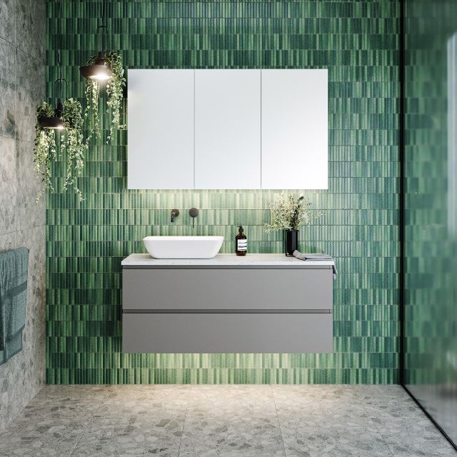 Timberline Billie Wall Hung Ensuite Vanity with SilkSurface Top and Above Counter Basin