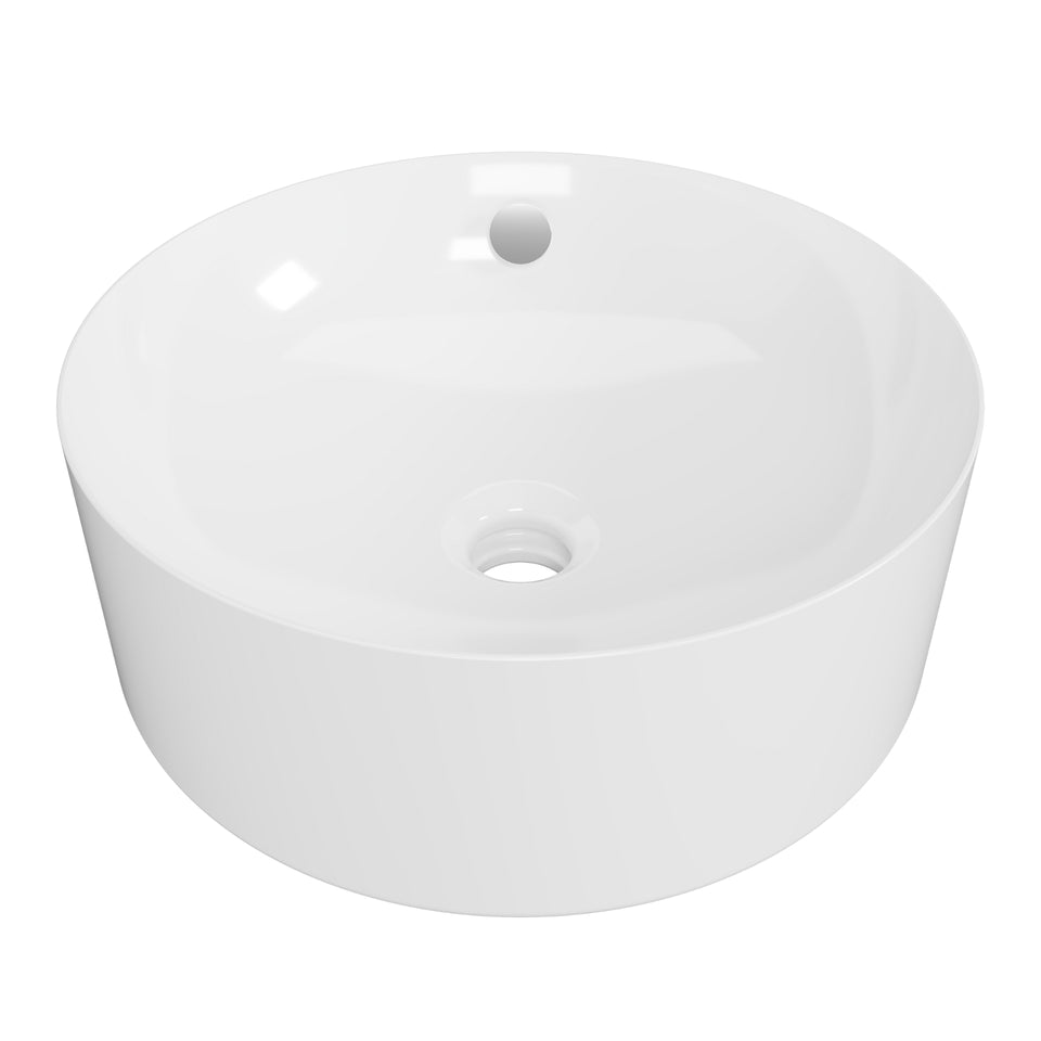 Timberline Hazel 360mm Round Above Counter Basin - White Gloss