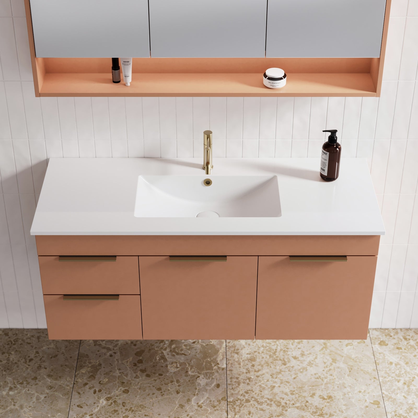 Timberline Indiana Wall Hung Vanity with Alpha Ceramic Top IND-V-1200-C-APH-W - The Blue Space