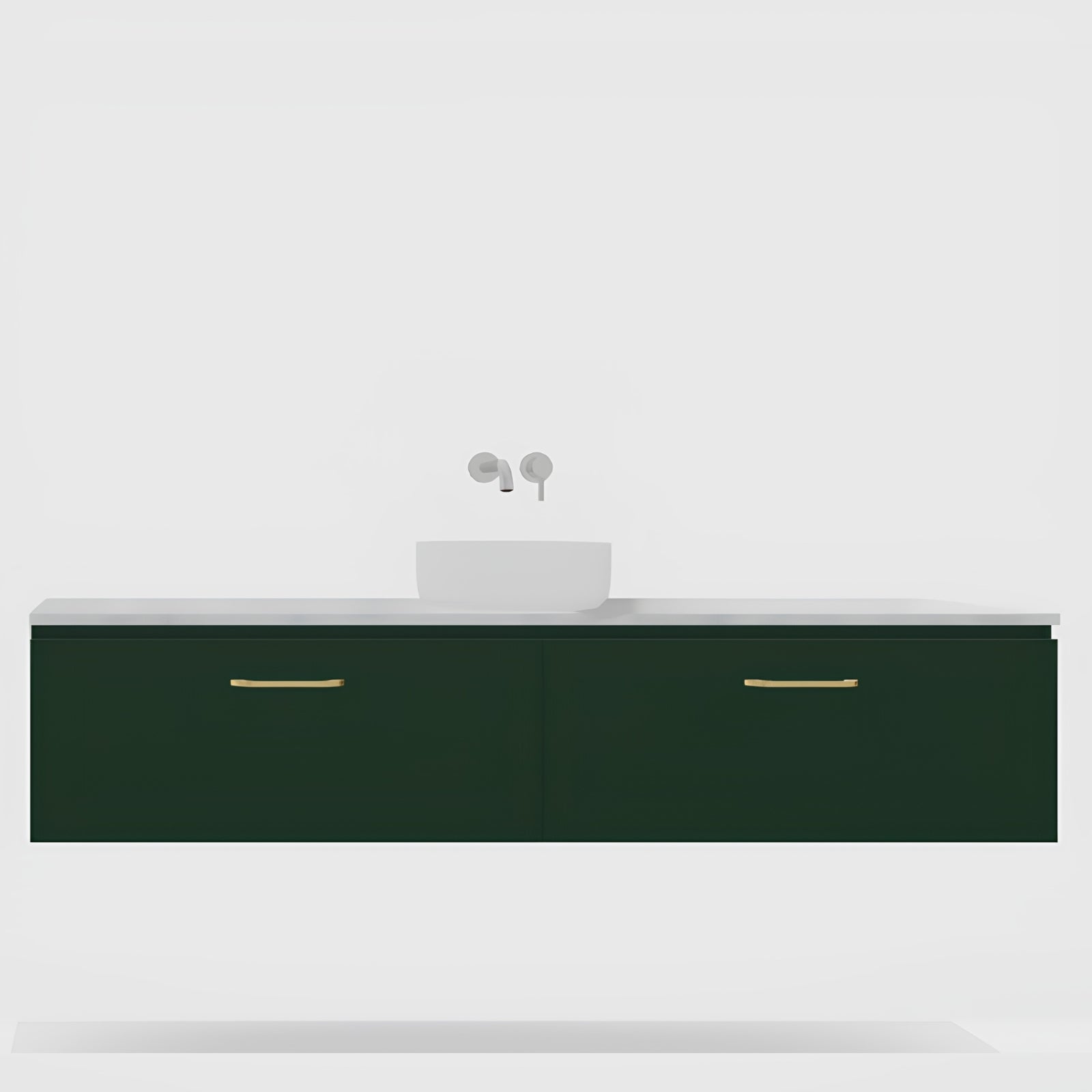 Variant Timberline Kingsley Kent Wall Hung Vanity with SilkSurface Top and Above Counter Basin KIN-V-1800-C-SSA-W-ROU-OPT-SHAKER-KENT - The Blue Space