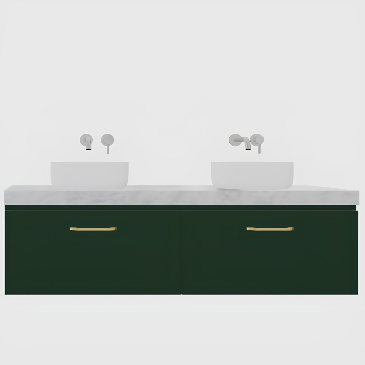 Variant Timberline Kingsley Wall Hung Vanity with SilkSurface Freedom Top and Above Counter Basin KIN-V-1500-D-FRA-W - The Blue Space