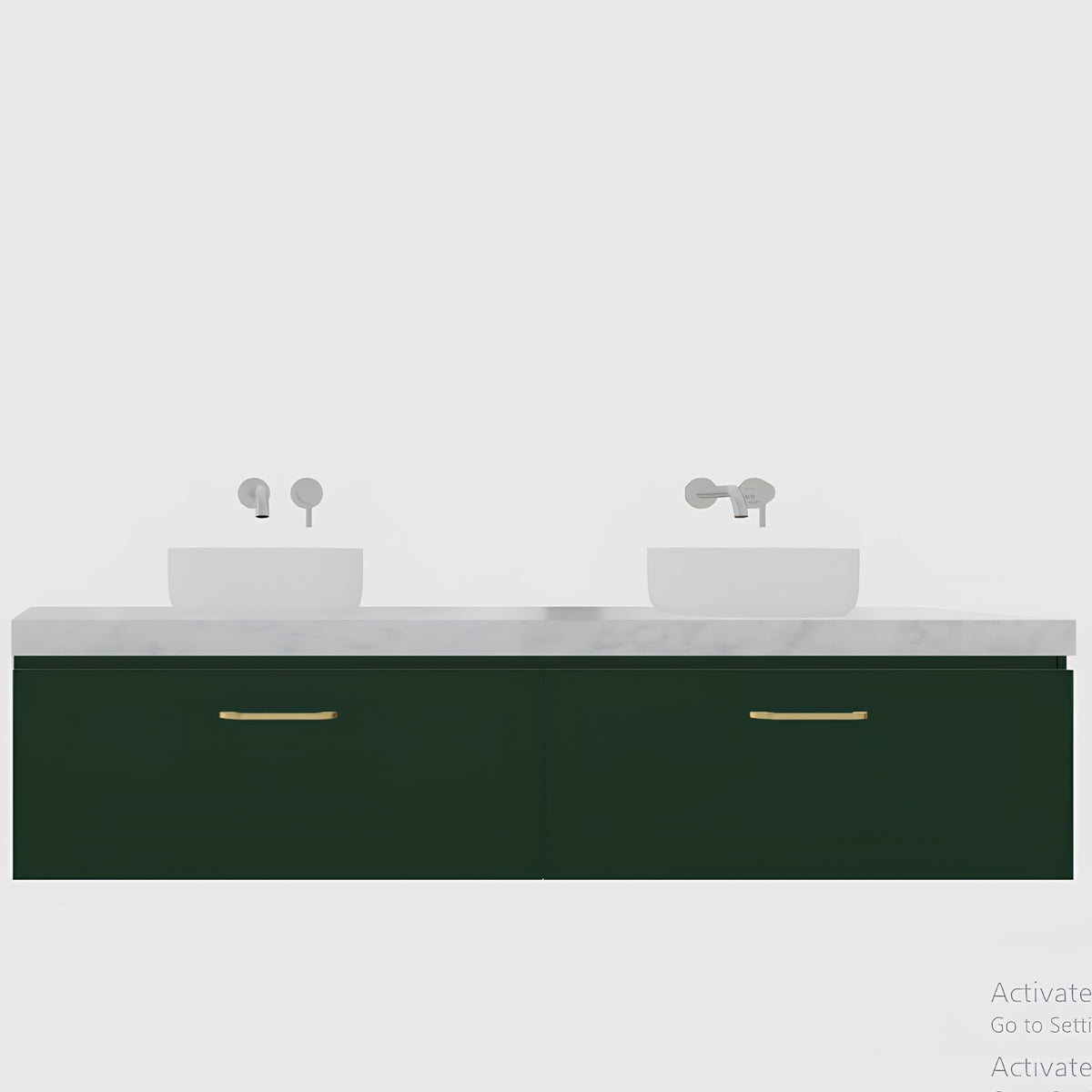 Variant Timberline Kingsley Wall Hung Vanity with SilkSurface Freedom Top and Above Counter Basin KIN-V-1800-D-FRA-W - The Blue Space