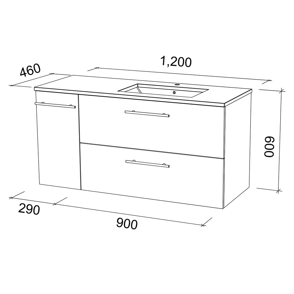 Timberline Marshall Wall Hung Vanity with SilkSurface Top and Under Counter Basin