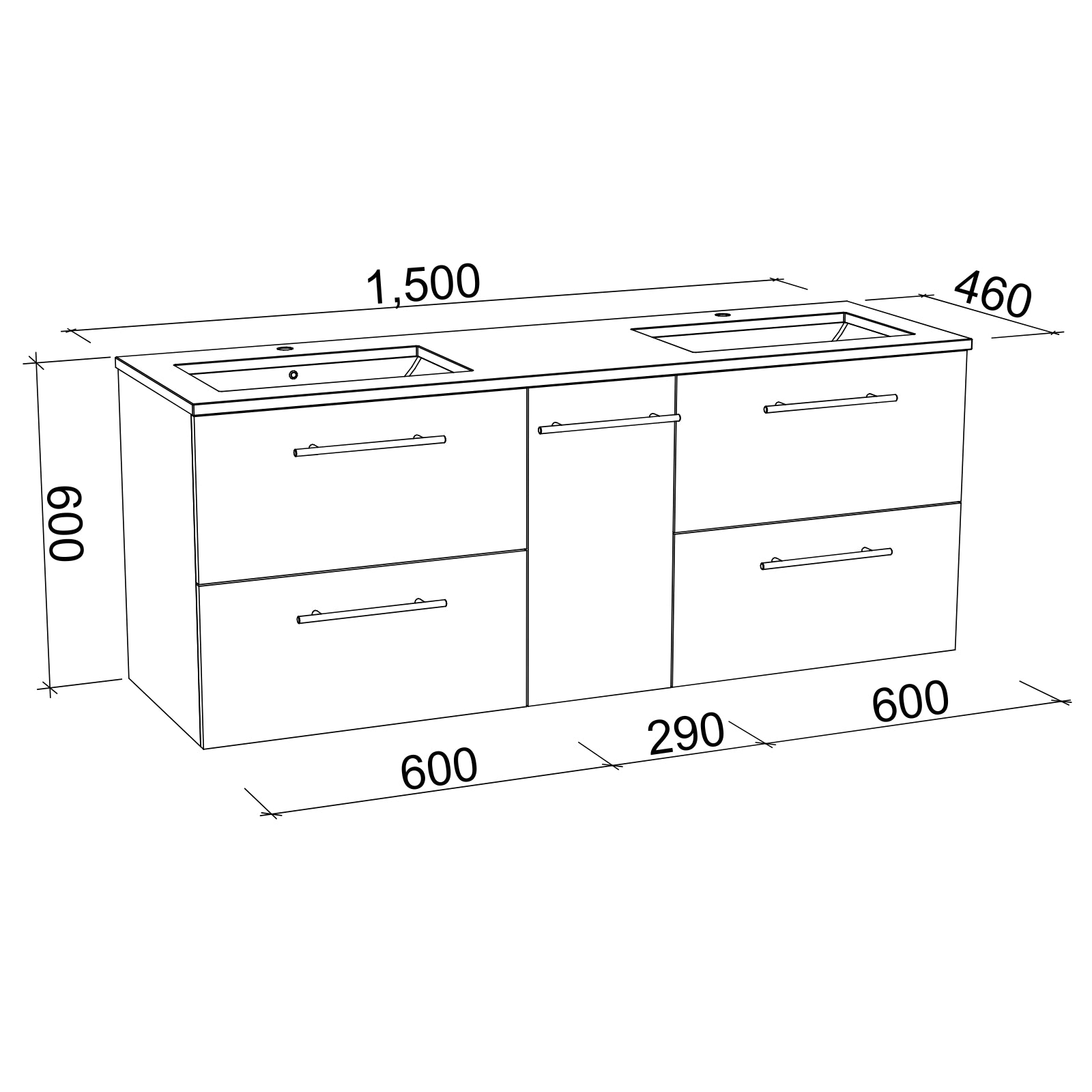 Timberline Marshall Wall Hung Vanity with SilkSurface Top and Under Counter Basin MAR-V-1500-D-SSU-W - The Blue Space