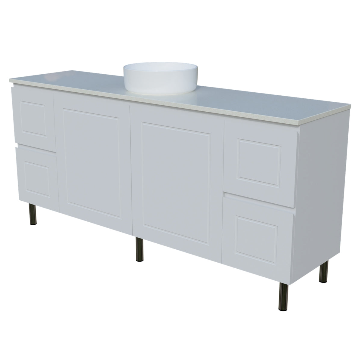 Angle Timberline Nevada Classic On Legs Vanity with SilkSurface Top and Above Counter Basin NVC-V-1800-C-SSA-L - The Blue Space