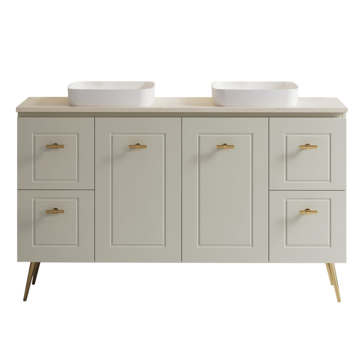 Green Timberline Nevada Classic On Legs Vanity with SilkSurface Top and Above Counter Basin NVC-V-1500-D-SSA-L - The Blue Space