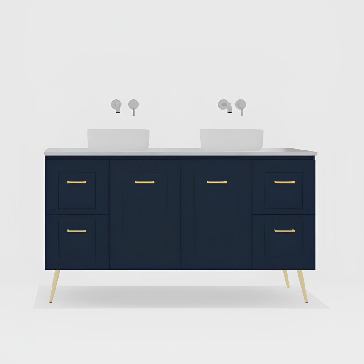 Variant Timberline Nevada Classic On Legs Vanity with SilkSurface Top and Above Counter Basin NVC-V-1500-D-SSA-L - The Blue Space