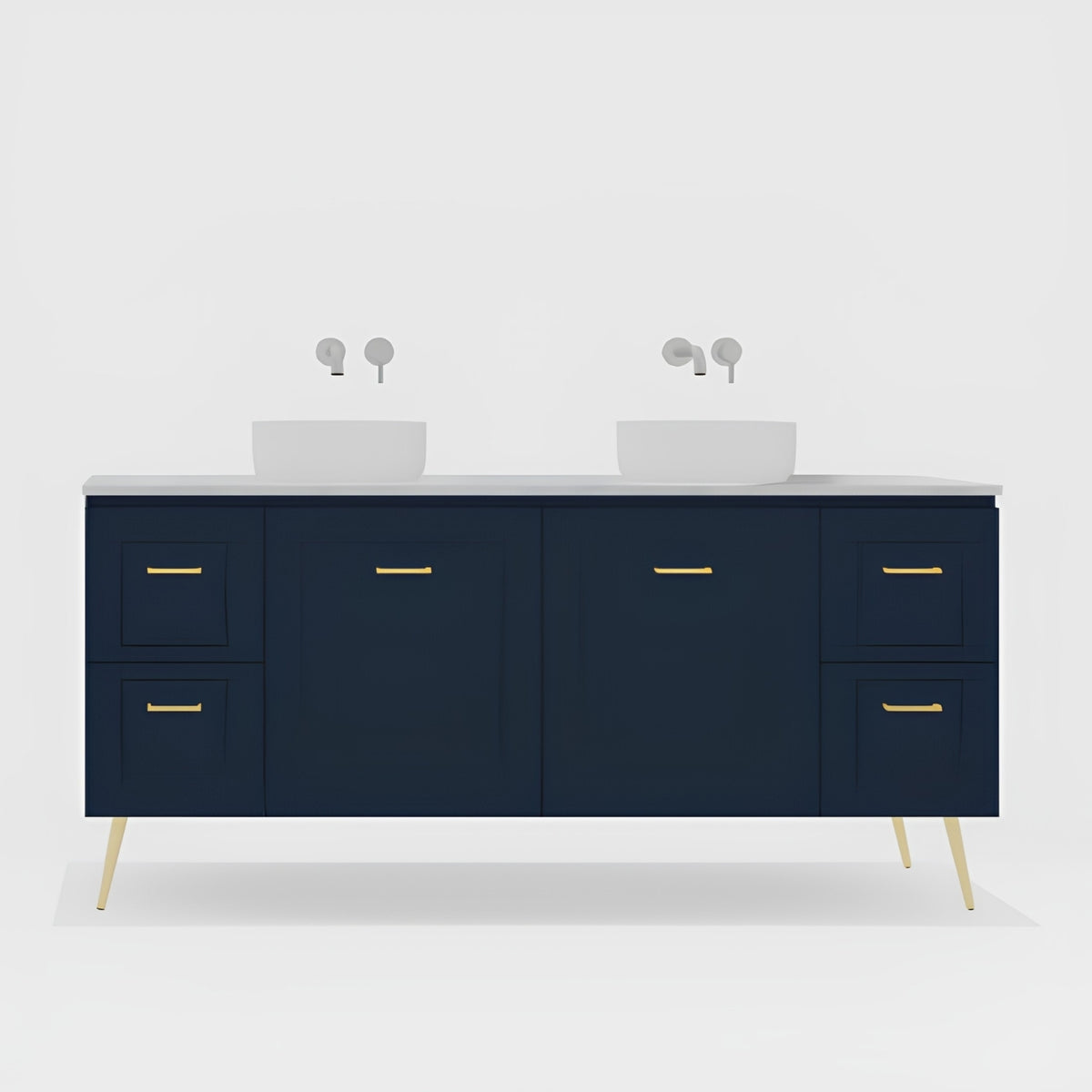 Variant Timberline Nevada Classic On Legs Vanity with SilkSurface Top and Above Counter Basin NVC-V-1800-D-SSA-L - The Blue Space