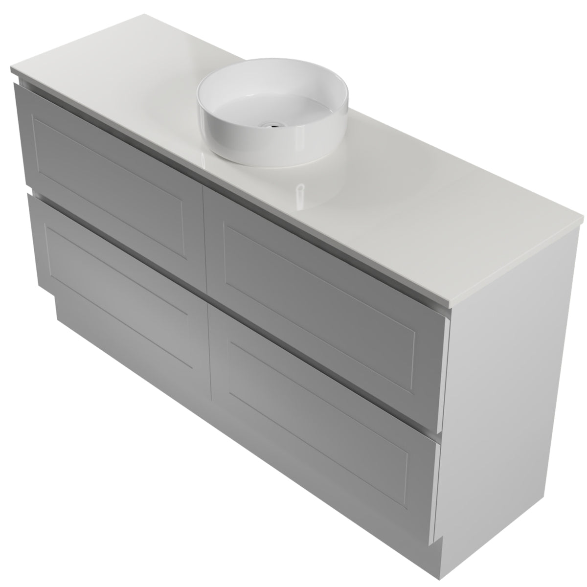 Angle Timberline Nevada Plus Classic Floor Standing Vanity with SilkSurface Top and Above Counter Basin NVPC-V-1500-C-SSA-F - The Blue Space