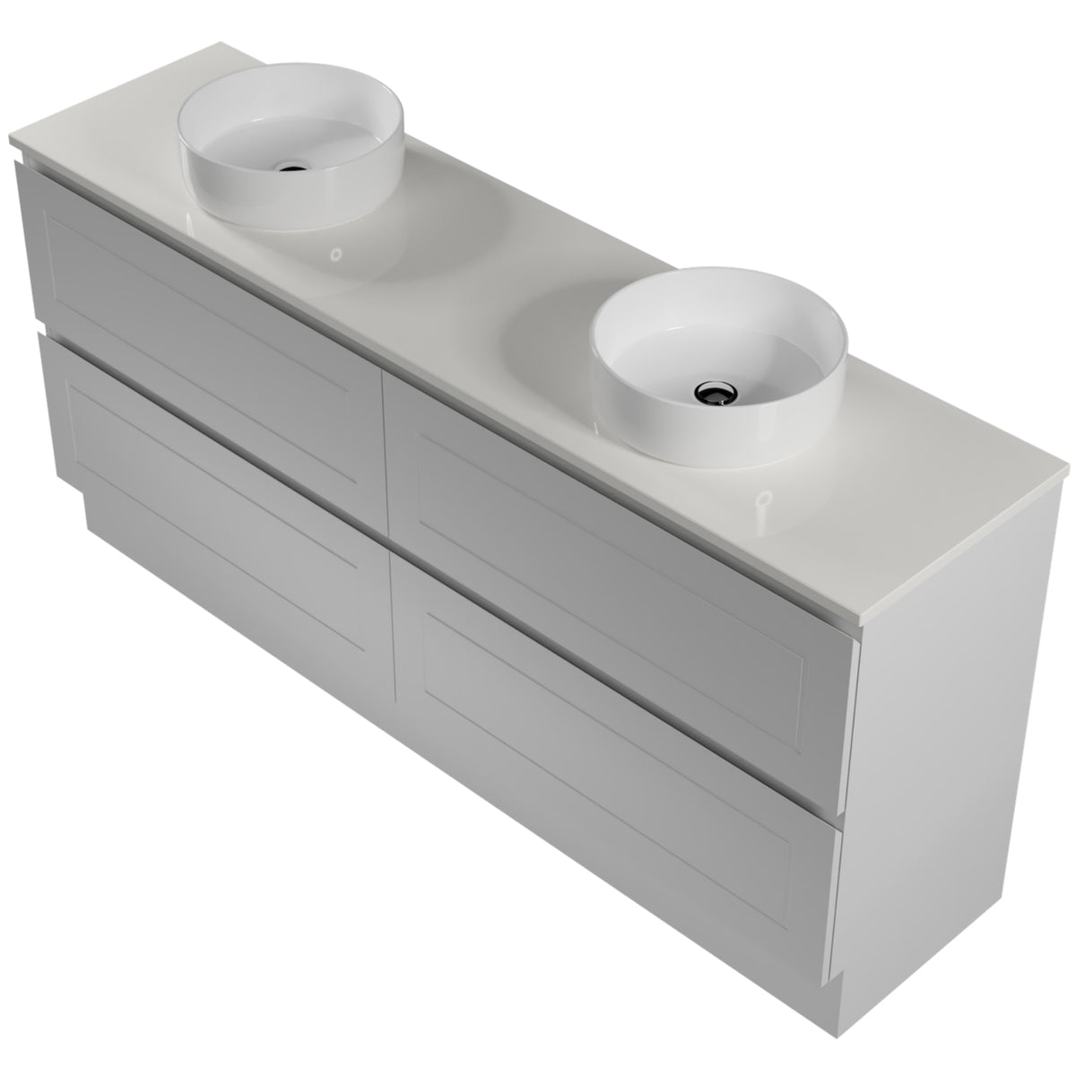 Angle Timberline Nevada Plus Classic Floor Standing Vanity with SilkSurface Top and Above Counter Basin NVPC-V-1800-D-SSA-F - The Blue Space
