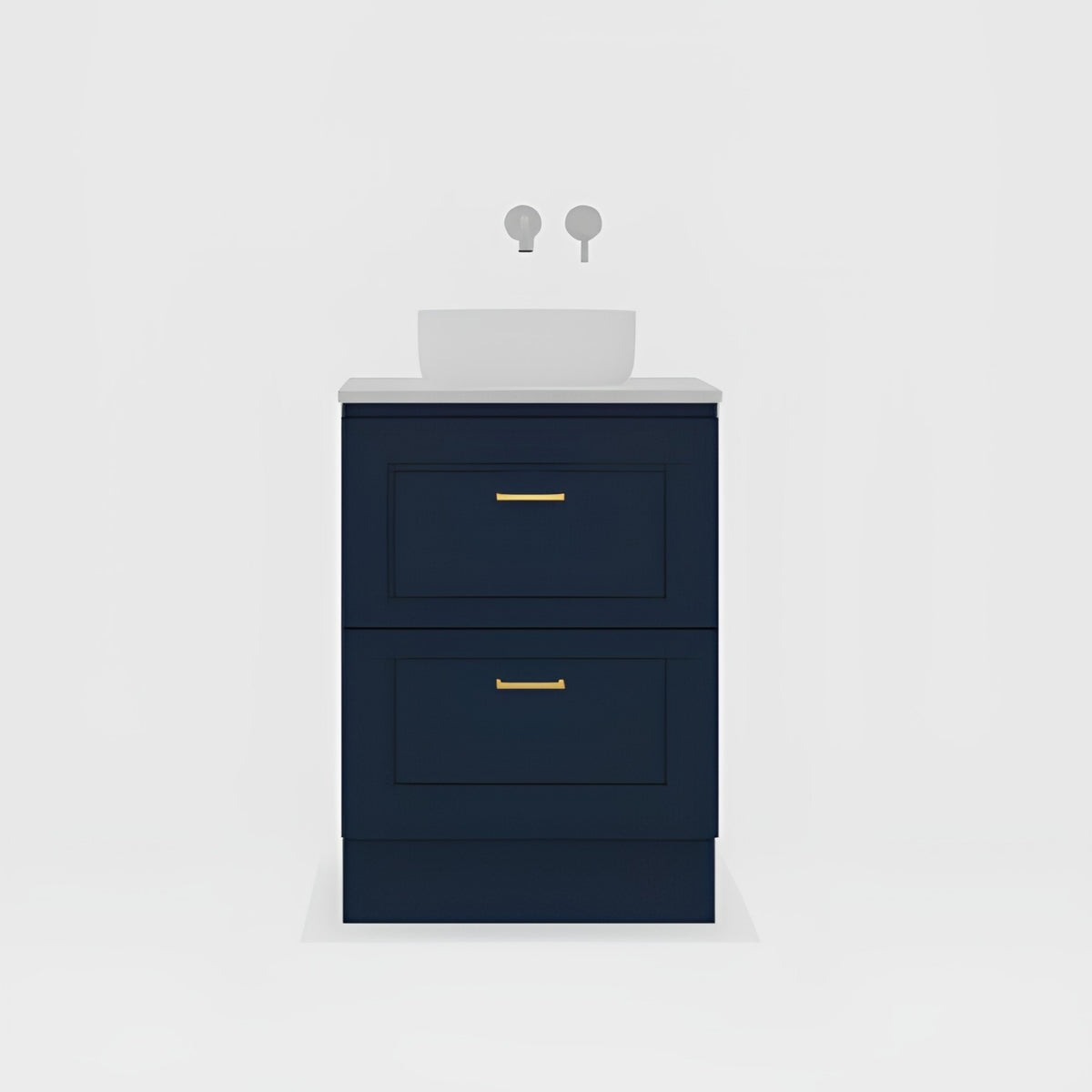 Variant Timberline Nevada Plus Classic Floor Standing Vanity with SilkSurface Top and Above Counter Basin NVPC-V-600-C-SSA-F - The Blue Space