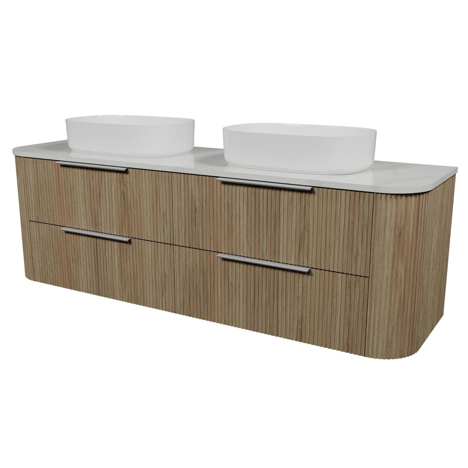Timberline Socoa Dockland Wall Hung Vanity with Above Counter Basin 1800mm Double Bowl SOC-V-1800-D-SSA-W-DL - The Blue Space