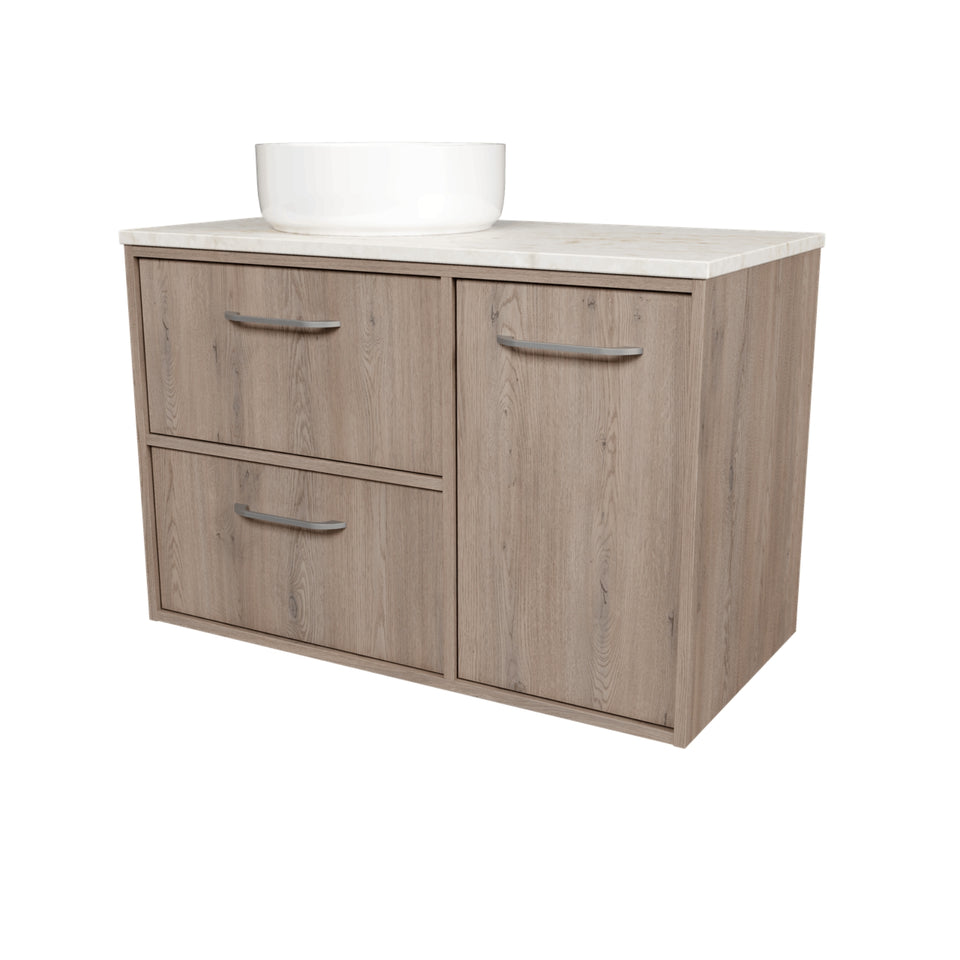 Timberline Takano Wall Hung Vanity with SilkSurface Top and Above Counter Basin