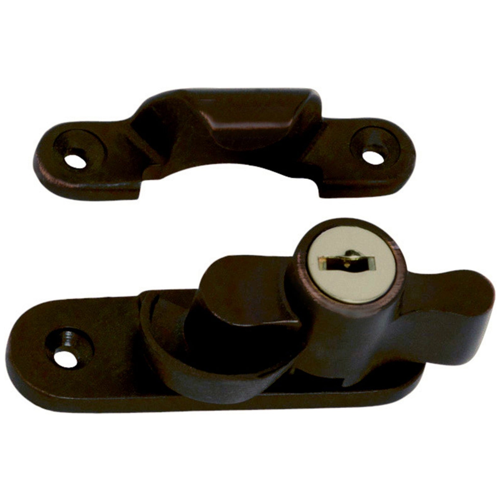 Tradco Key Operated Locking Sash Fastener Antique Brass 2307 - The Blue Space
