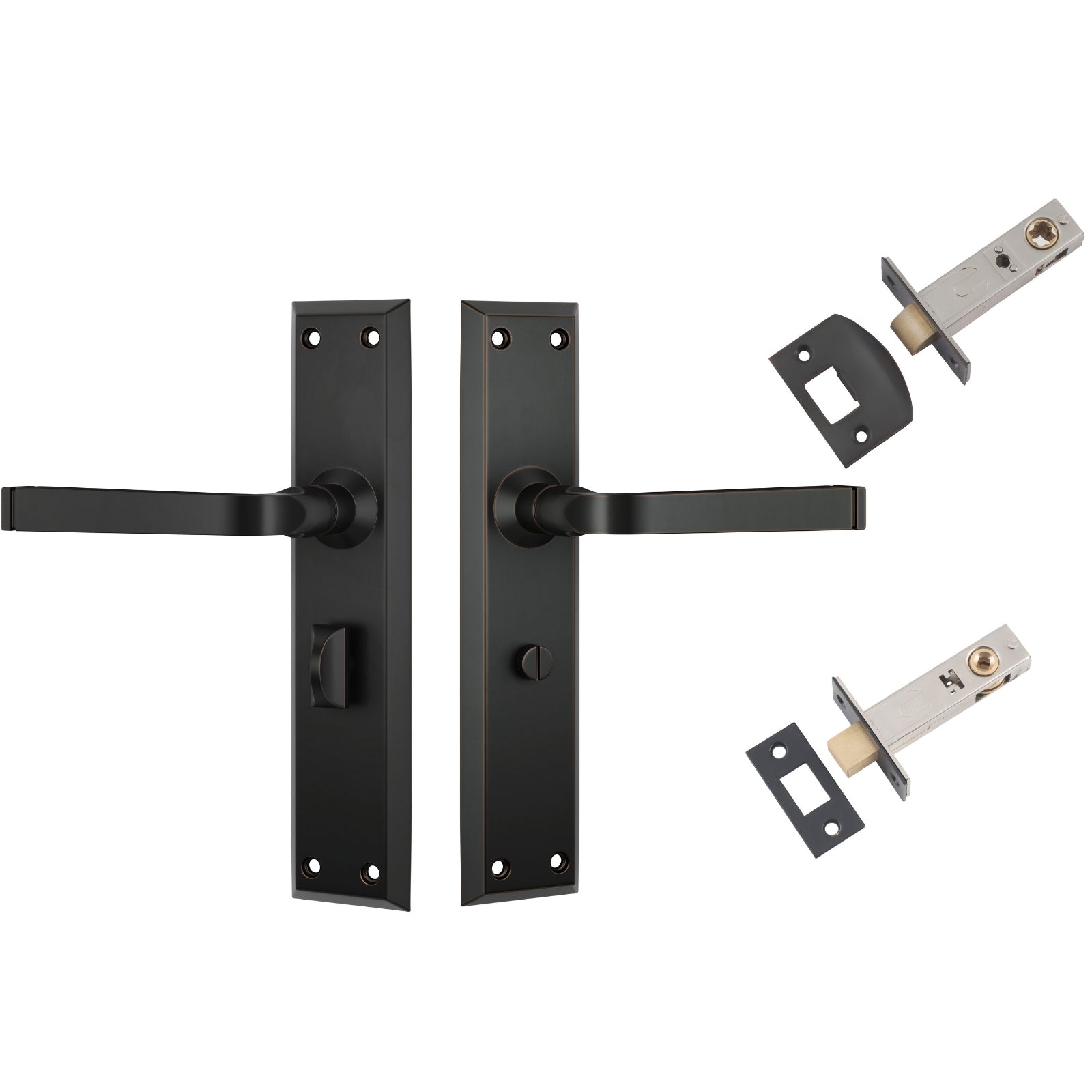 TradCo Menton Lever Long Backplate Privacy Set Antique Copper 0681KPRIV60 - The Blue Space