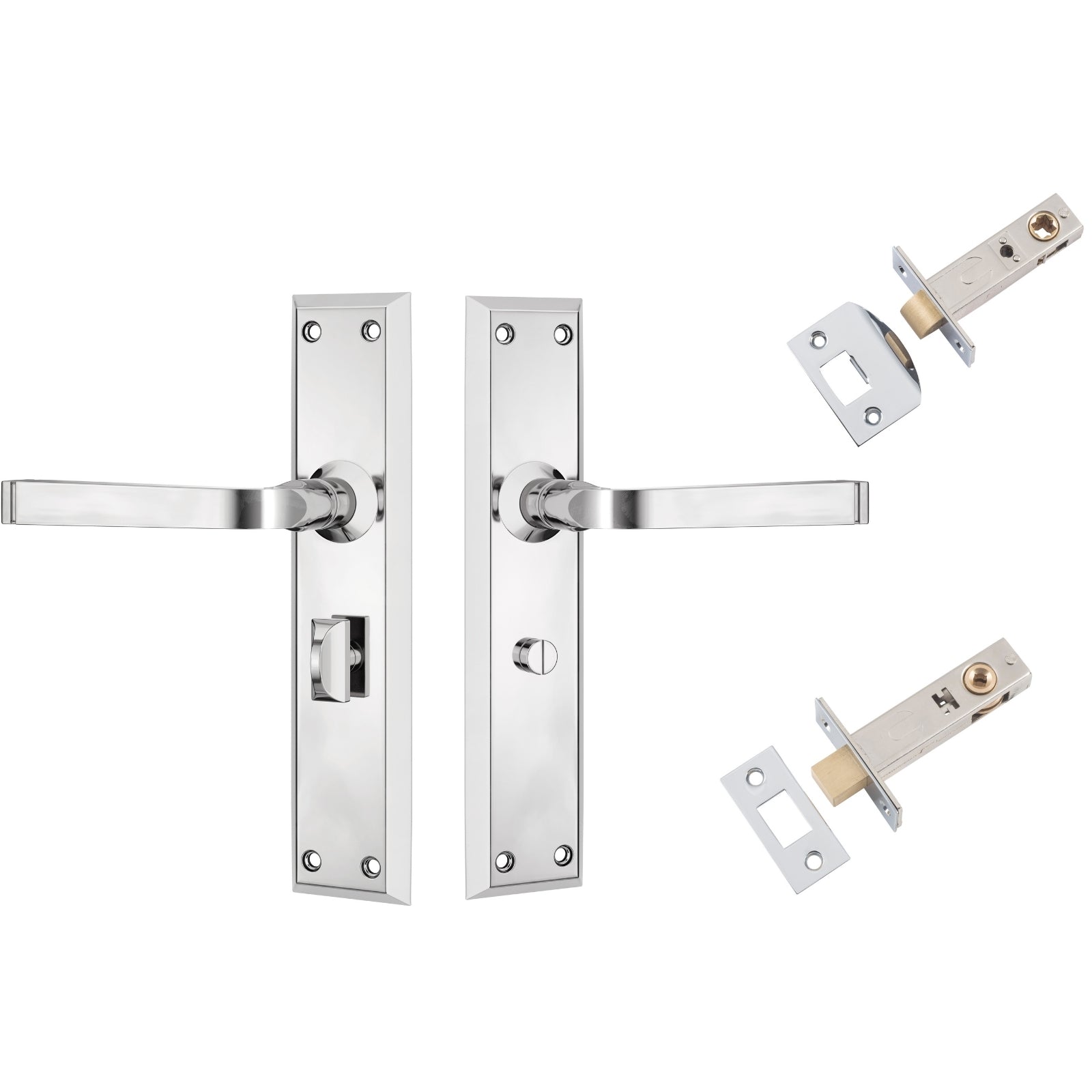 TradCo Menton Lever Long Backplate Privacy Set Chrome Plated 0684KPRIV60 - The Blue Space
