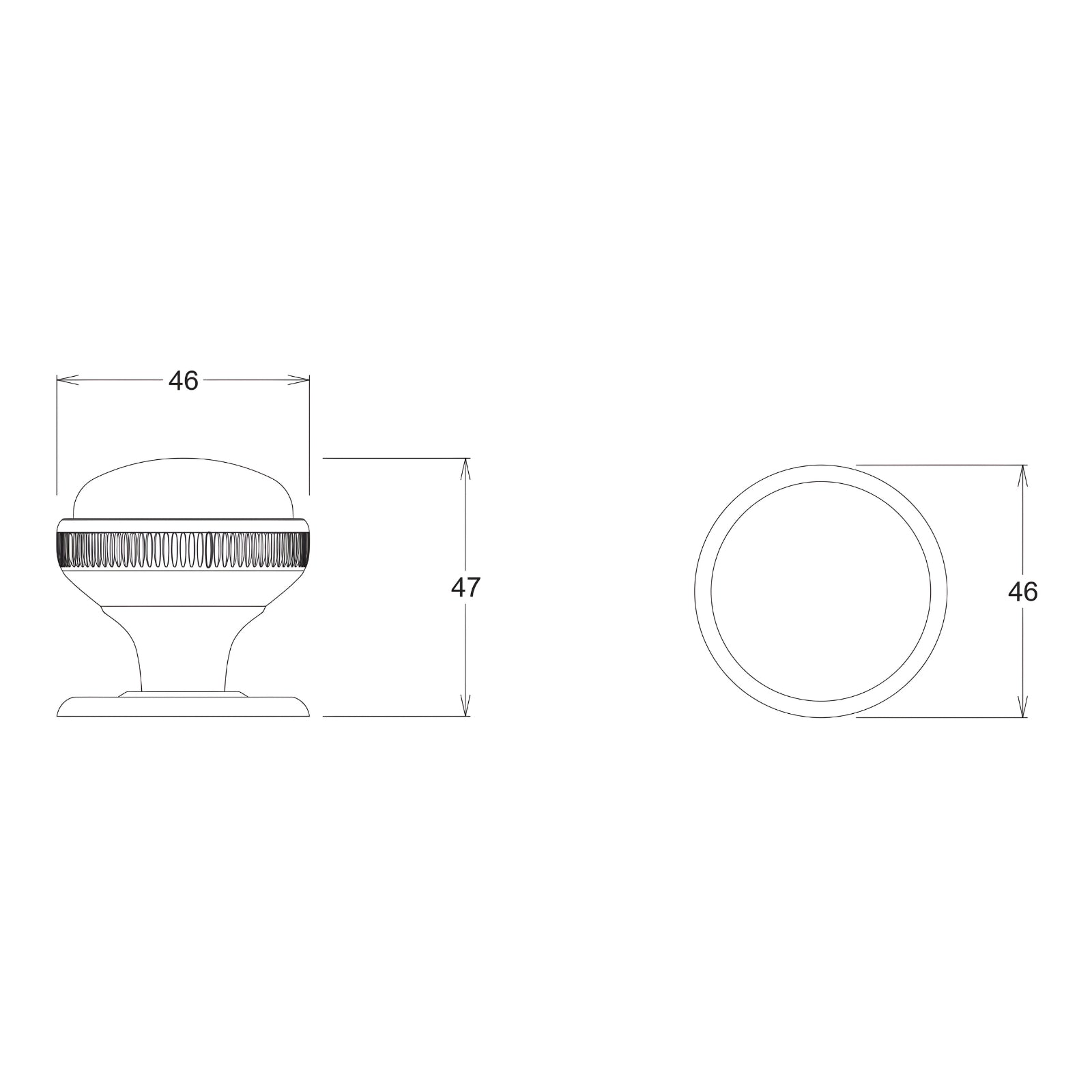 Line Drawing TradCo Rim Lock and Milled Edge Knob Passage Set Matte Black Polished Brass 0928-2002SET - The Blue Space