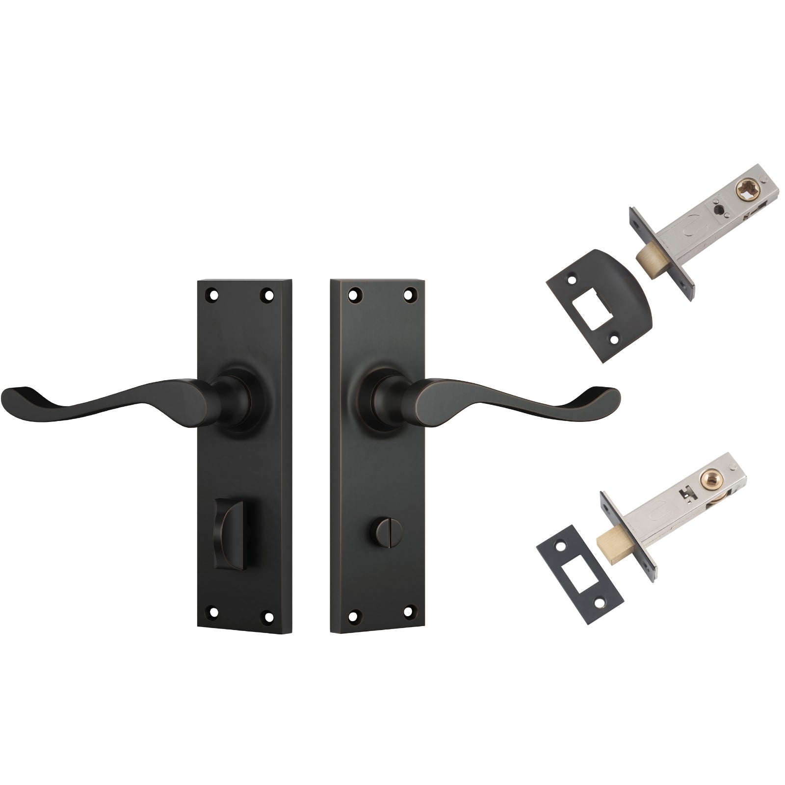 TradCo Victorian Lever Long Backplate Privacy Set Antique Copper 0902KPRIV60 - The Blue Space