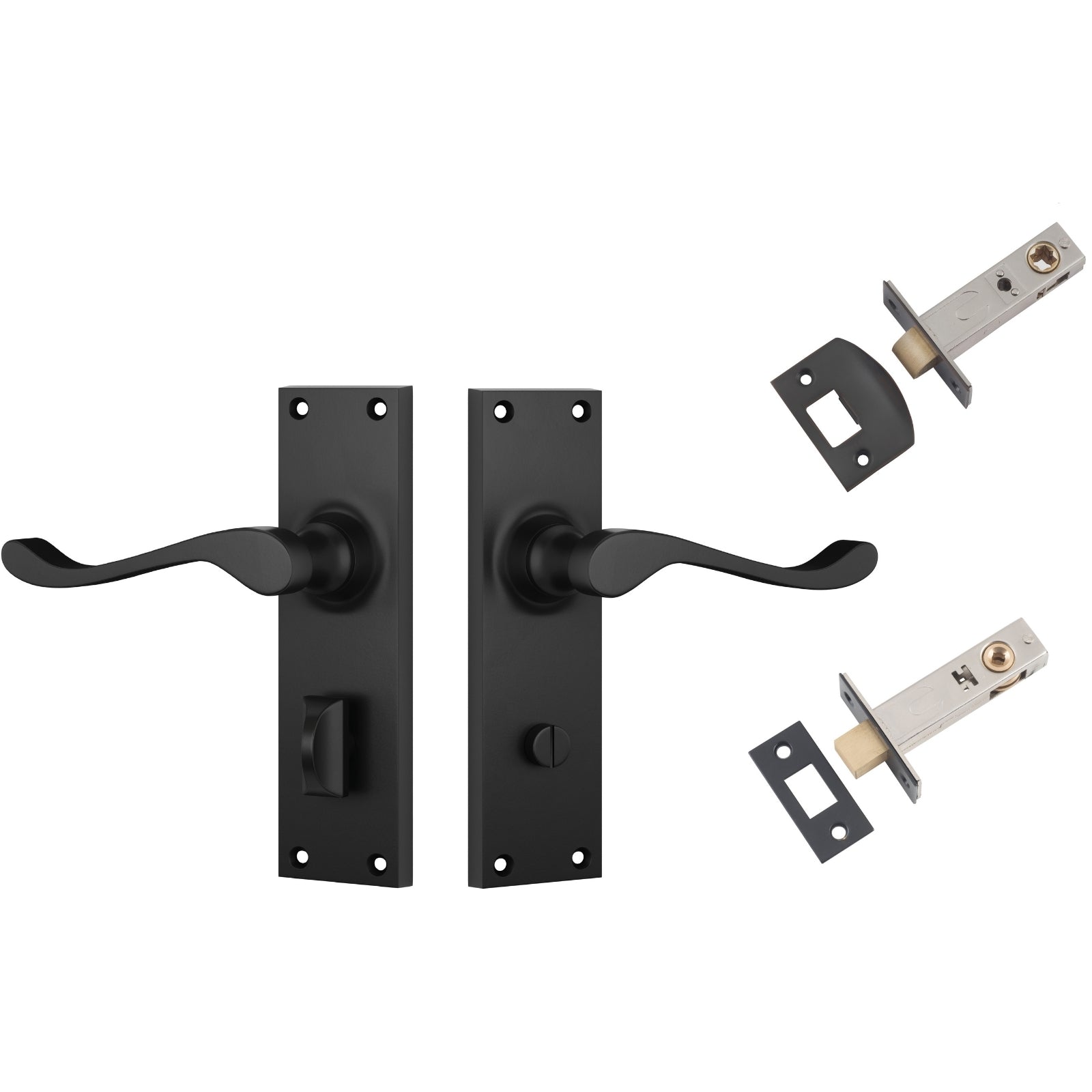 TradCo Victorian Lever Long Backplate Privacy Set Matte Black 1930KPRIV60 - The Blue Space