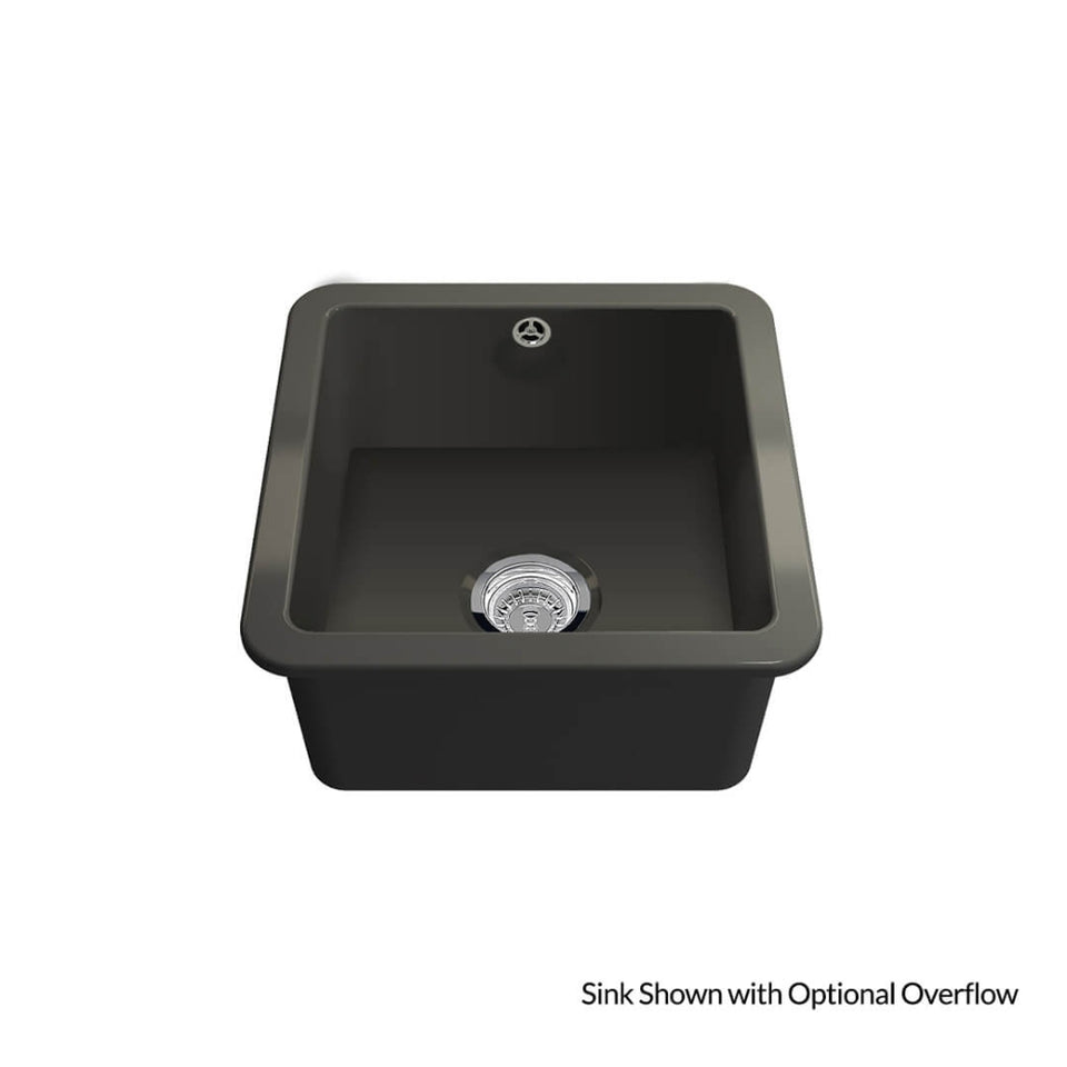 Turner Hastings Cuisine 46 x 46 Inset / Undermount Fine Fireclay Matte Black Sink With Overflow