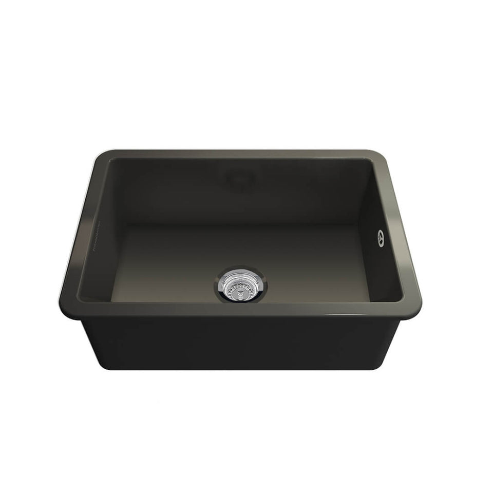 Turner Hastings Cuisine 68 x 48 Inset / Undermount Fine Fireclay Matte Black Sink With Overflow