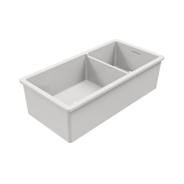 Angle Turner Hastings Cuisine 93 x 48 One And A Half Bowl Inset/Undermount Fine Fireclay Gloss White Sink CUD93FS - The Blue Space