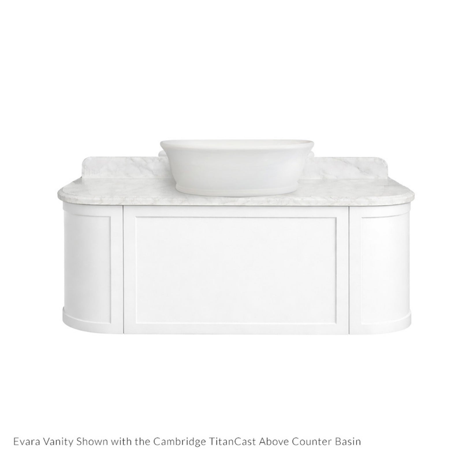 Basin 2 Turner Hastings Evara 120 x 53 Wall Hung Vanity with Real Marble Top & Above Counter Basin - White EV123-WH-NTH - The Blue Space