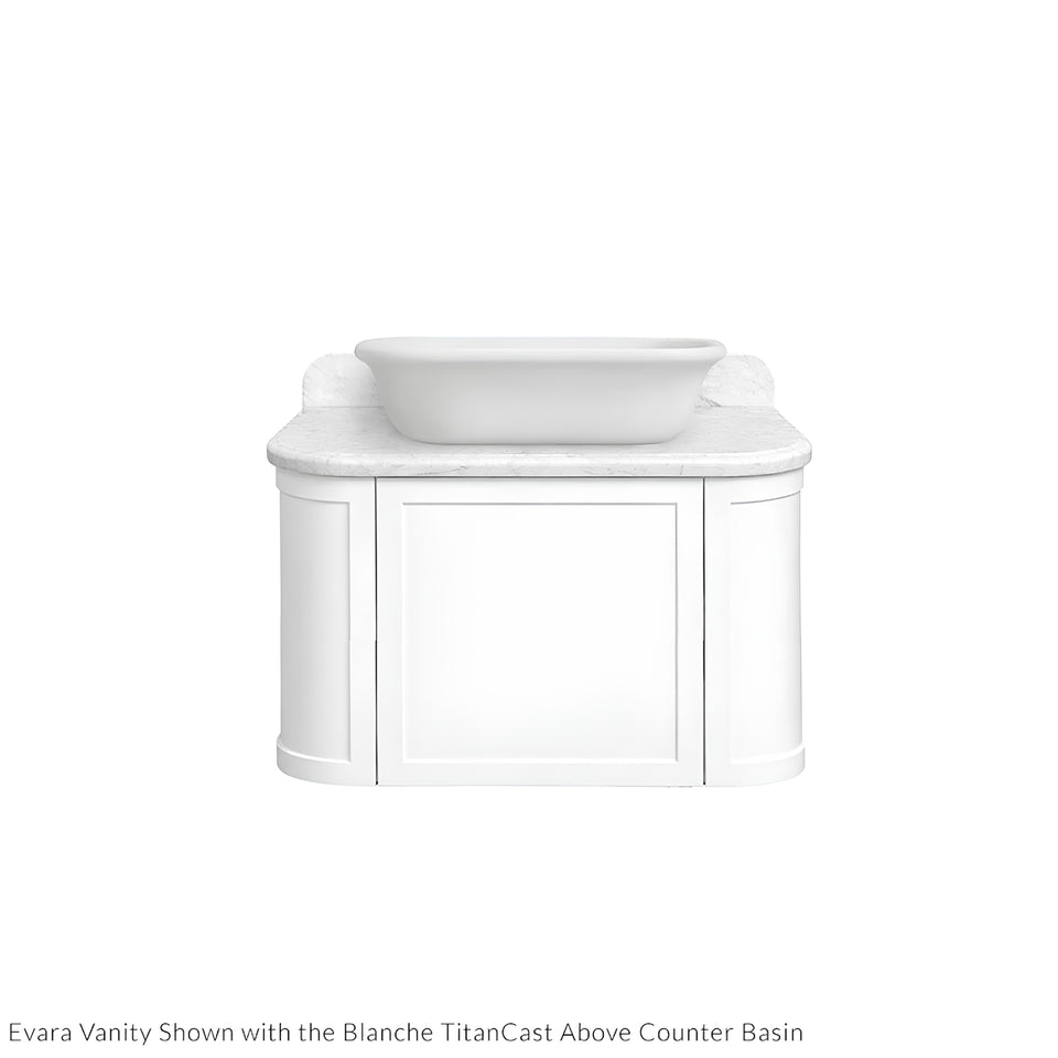 Turner Hastings Evara 75 x 53 Wall Hung Vanity with Real Marble Top & Above Counter Basin - White