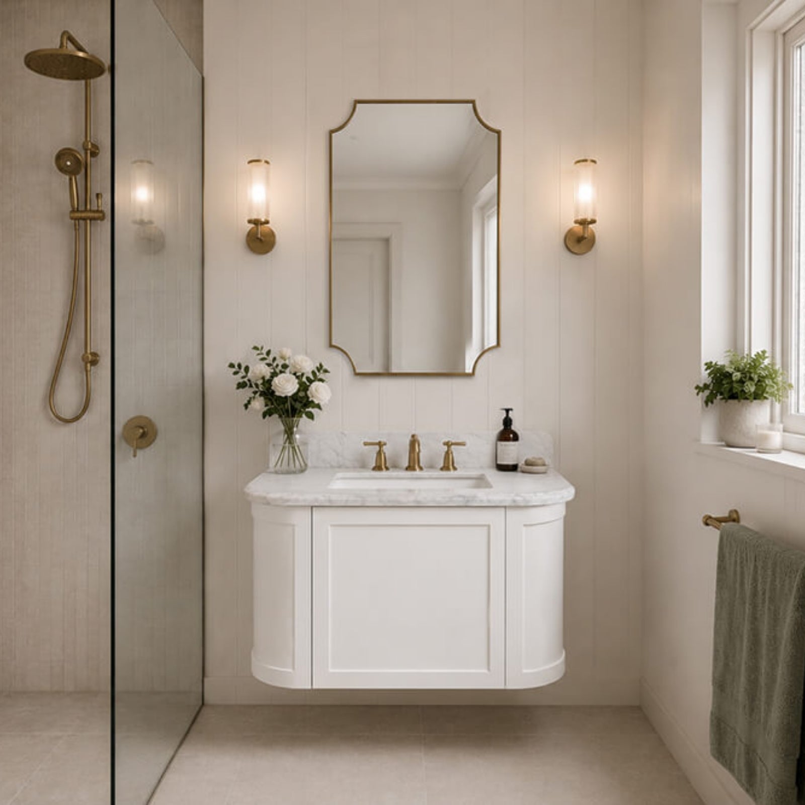 Lifestyle Turner Hastings Evara 75 x 53 Wall Hung Vanity with Real Marble Top & Under Counter Basin - White EV750-WH-3TH - The Blue Space