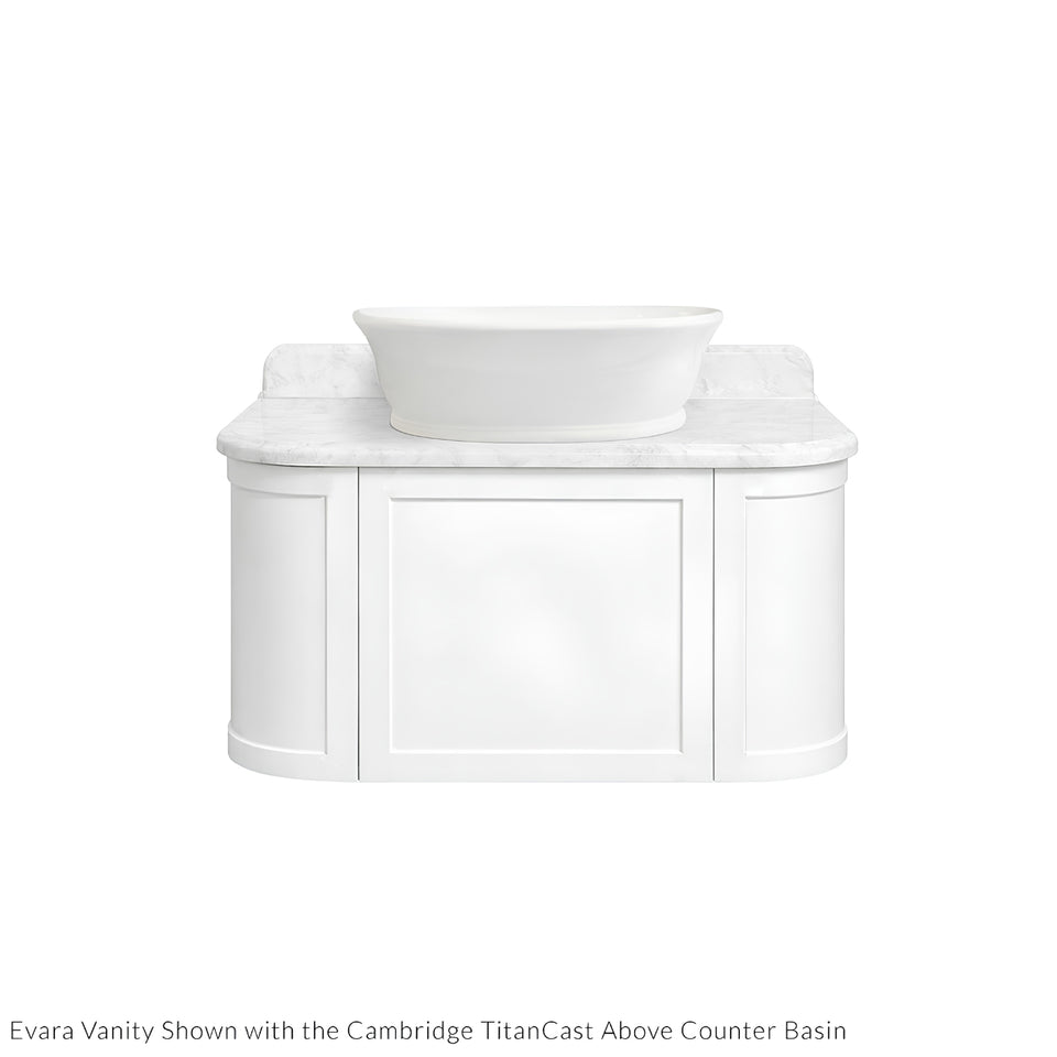 Turner Hastings Evara 90 x 53 Wall Hung Vanity with Real Marble Top & Above Counter Basin - White