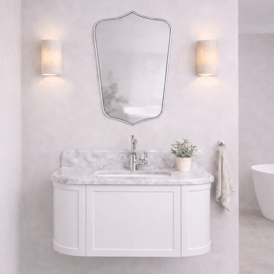 Turner Hastings Evara 90 x 53 Wall Hung Vanity with Real Marble Top & Under Counter Basin - White